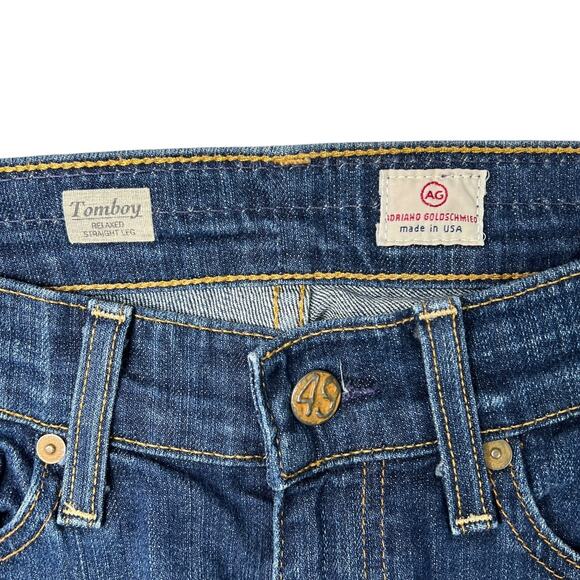 AG Adriano Goldschmied Tomboy Relaxed Straight Leg Low Rise Jeans Frayed Hem 25 - Picture 6 of 7